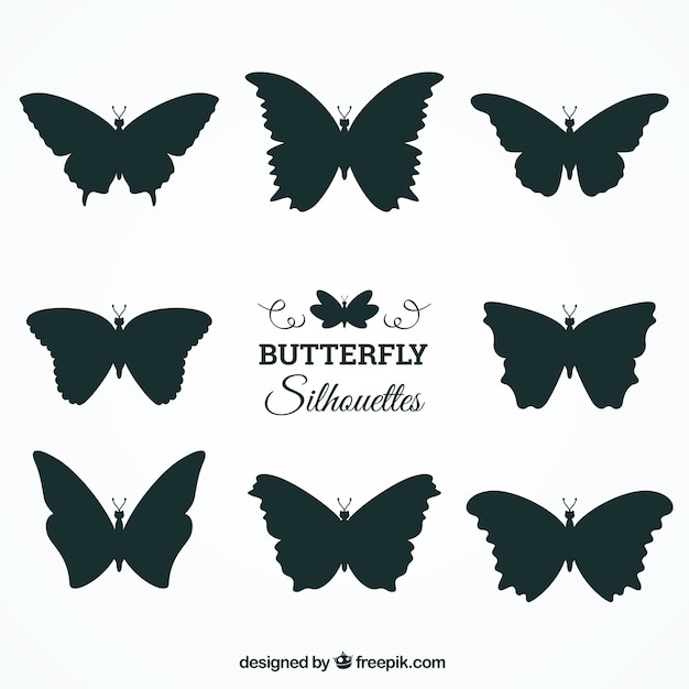 Set of butterfly silhouettes with variety of designs