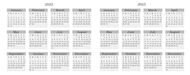 Set of calendar 2022 2023