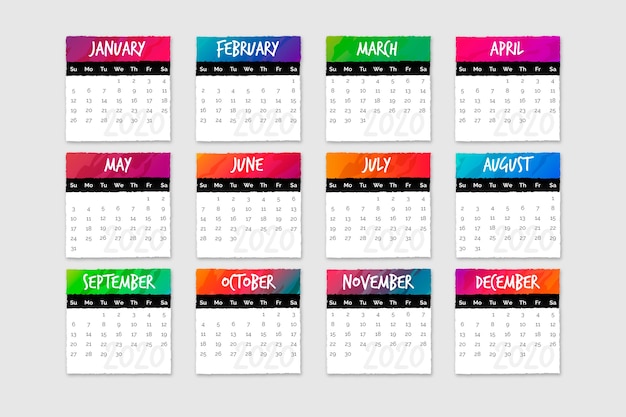 Free Vector set of calendars with months and days