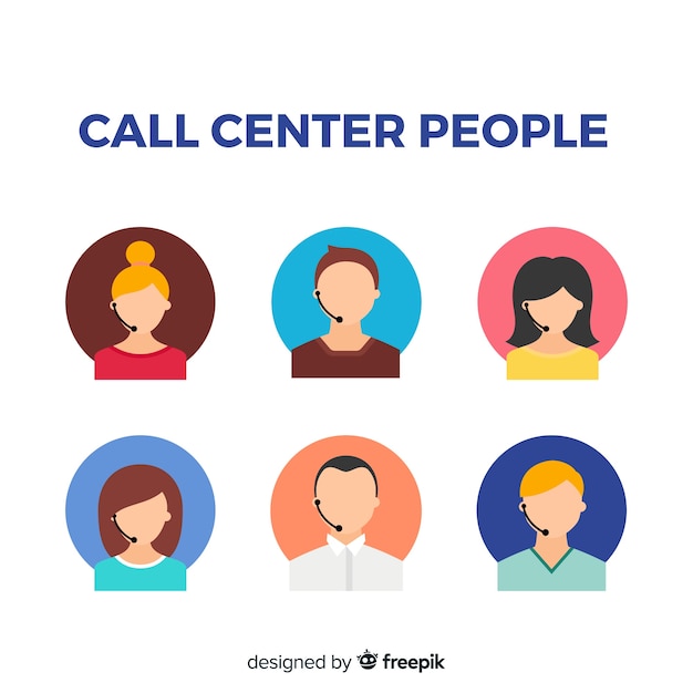 Free Vector set of call center avatars