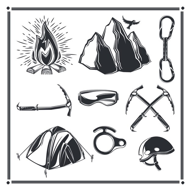 Set of camping elements