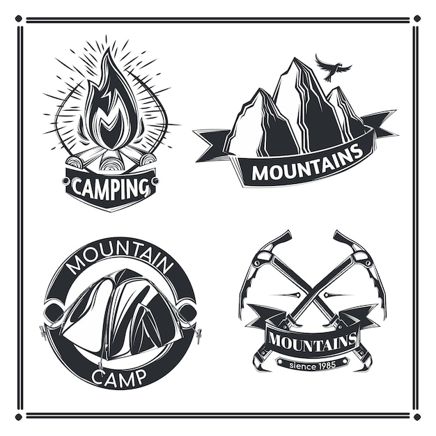 Set of camping emblems