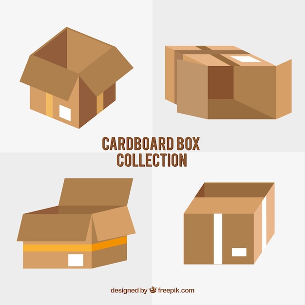 Free Vector set of cardboard boxes to shipping