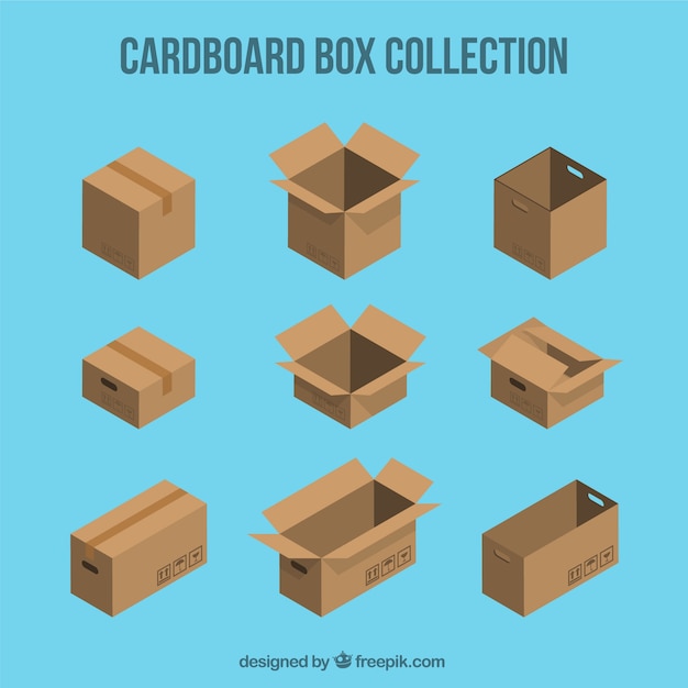 Free Vector set of cardboard boxes to shipping