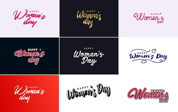 Set of cards with International Women's Day logo and a bright colorful design