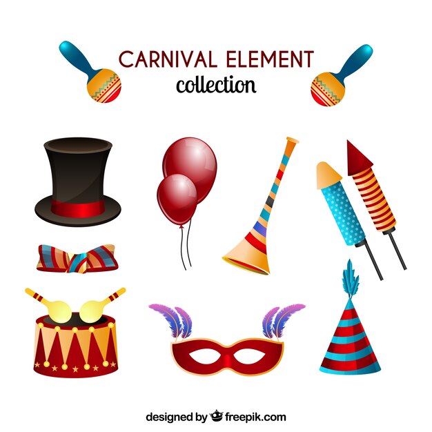 Set of carnival elements