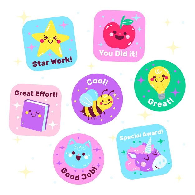 Set of cartoon good job stickers