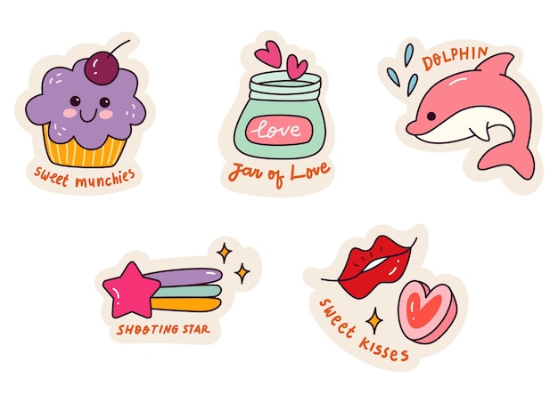 Set of Cartoon Kawaii Sticker