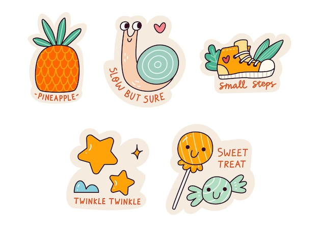 Set of Cartoon Kawaii Sticker