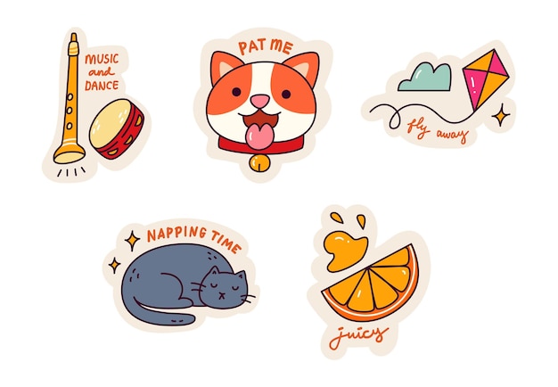 Set of Cartoon Kawaii Sticker