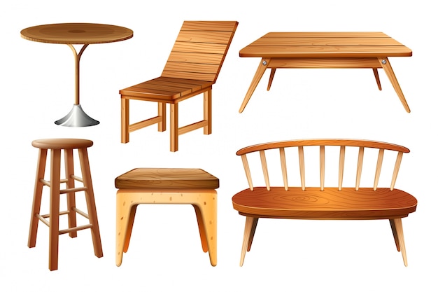 Free Vector set of chairs and tables