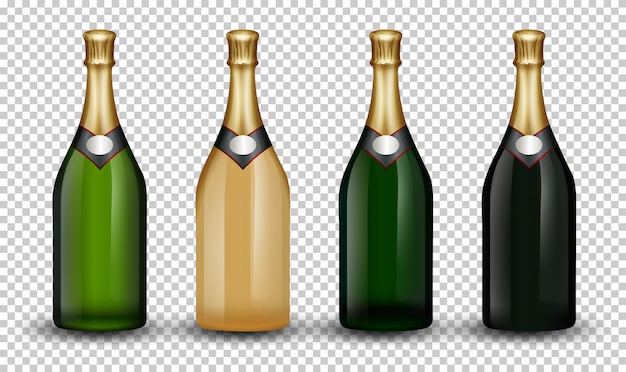 Free vector set of champagne bottle