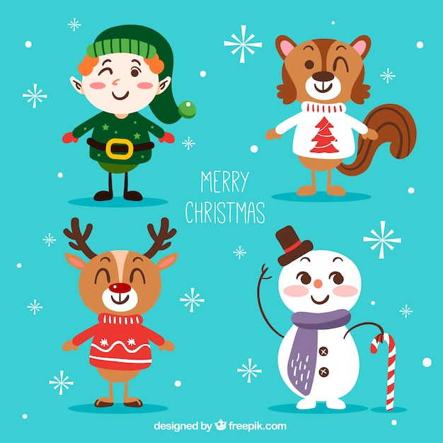 Set of cheerful christmas characters