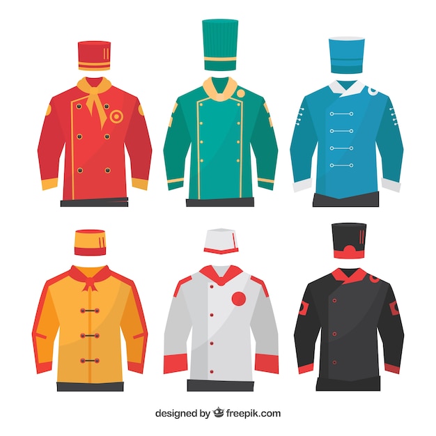 Free Vector set of chef's uniforms