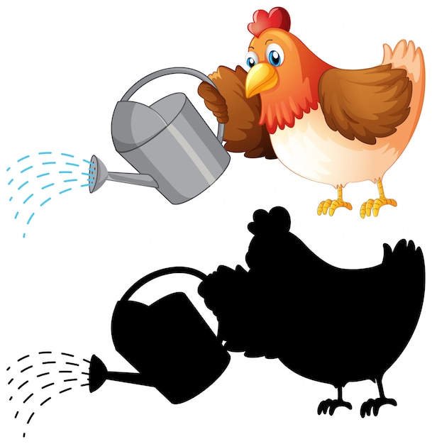 Set of chicken and watering can