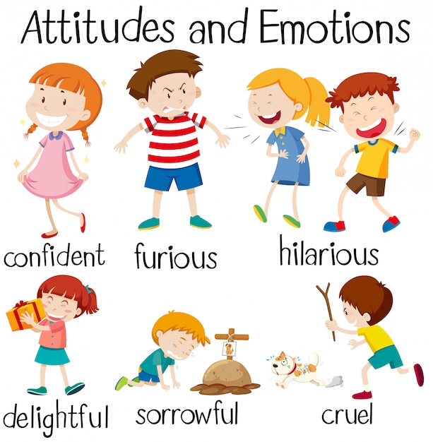 Set of children attitudes and emotions