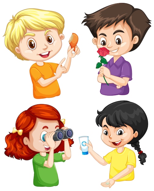 Free Vector set of children cartoon character