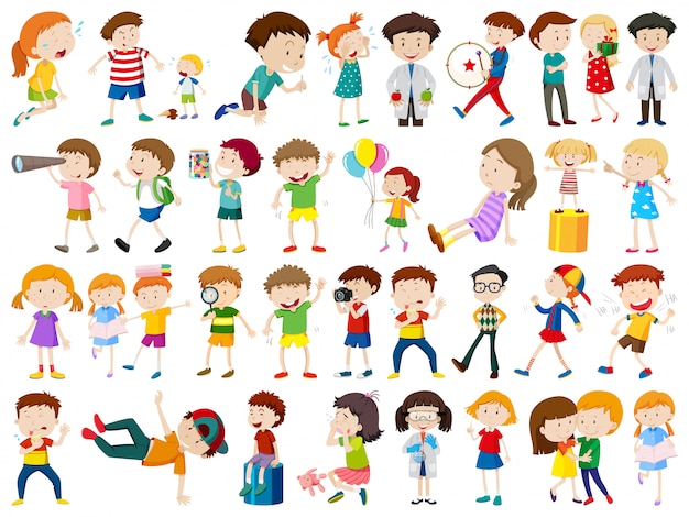 Free Vector set of children character