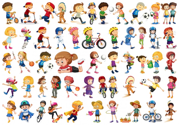 Free Vector set of children character