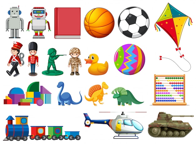 Free Vector set of children toys