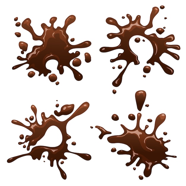 Free Vector set of chocolate drops and blots. sweet and stain and shape.