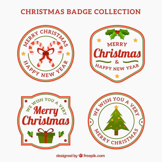 Set of christmas badges in retro style