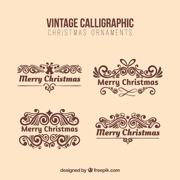 Free Vector set of christmas calligraphic ornaments