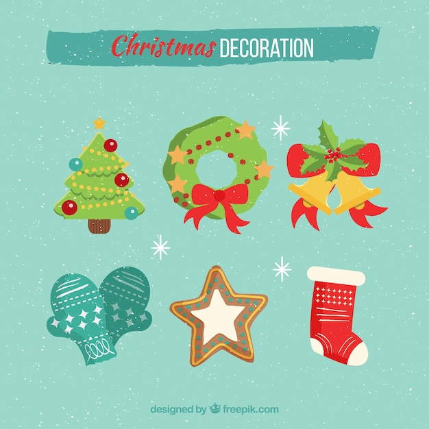 Free Vector set of christmas decoration elements