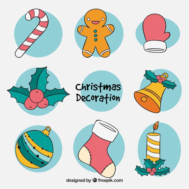 Set of christmas elements drawings