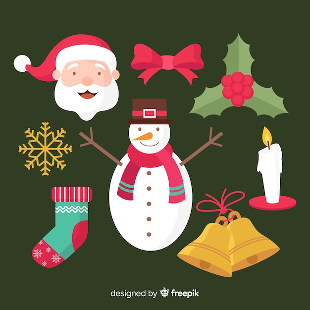 Set of christmas elements in flat design