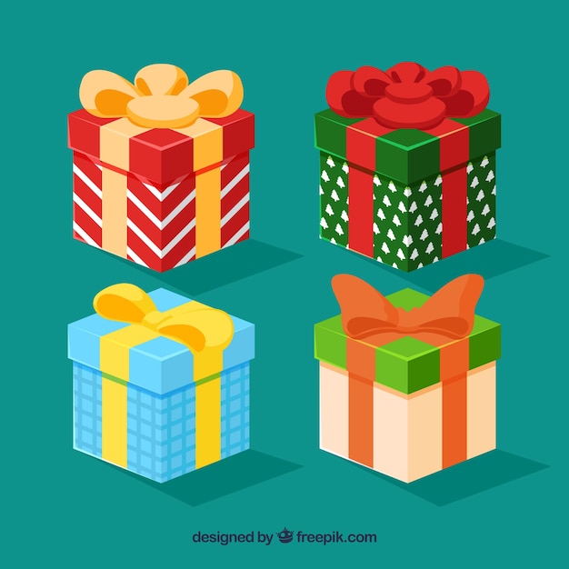 Set of christmas gift boxes