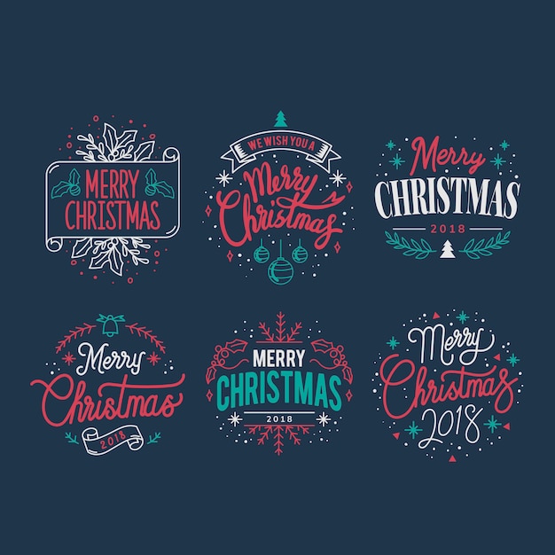 Free vector set of christmas greeting badge vectors