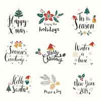 Free vector set of christmas greeting badge vectors