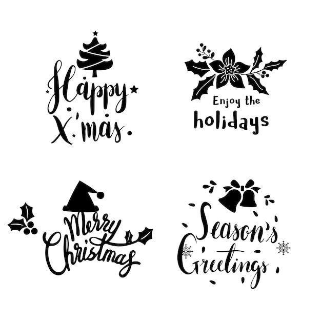 Set of Christmas greeting badge vectors