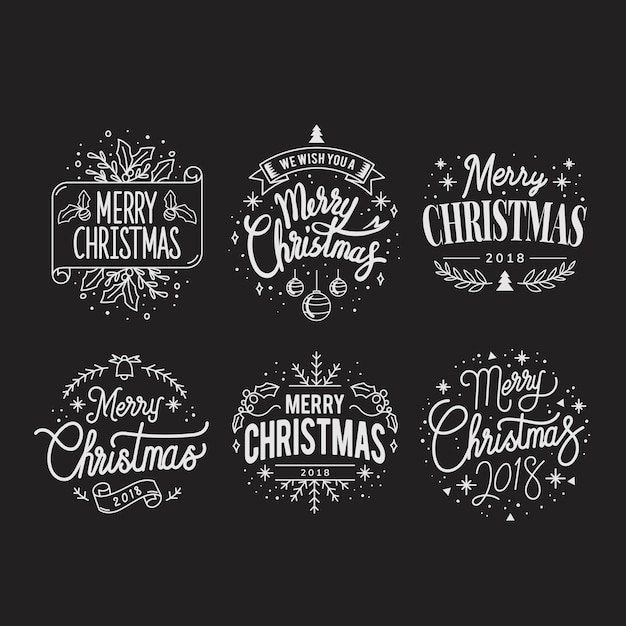 Free Vector set of christmas greeting badge