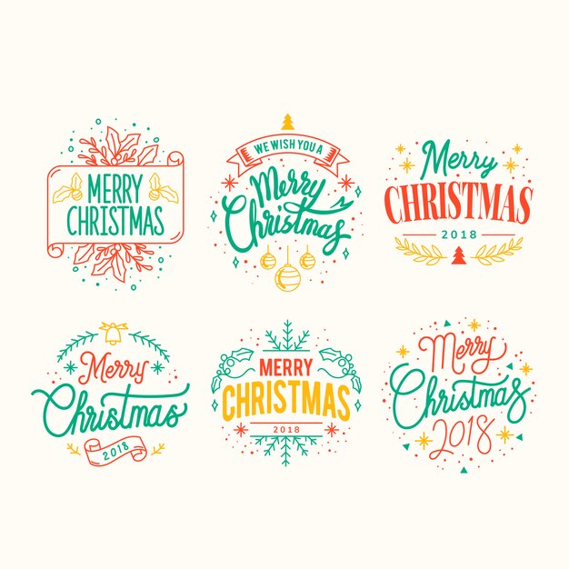 Set of Christmas greeting badge