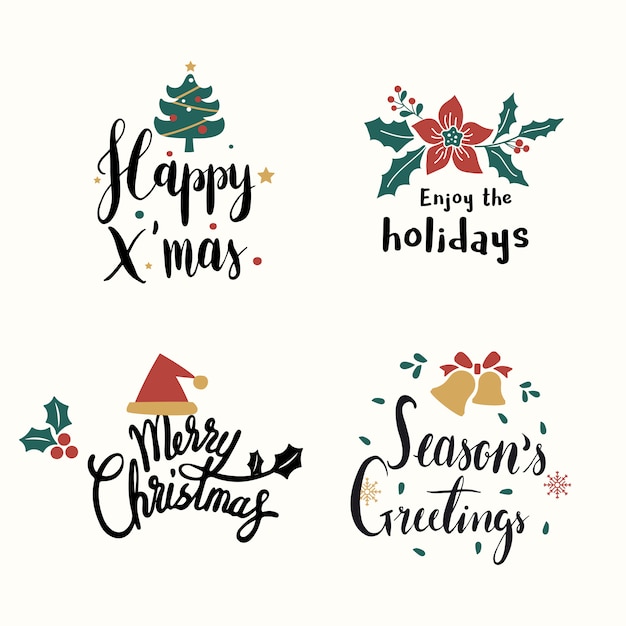 Set of Christmas greeting badge