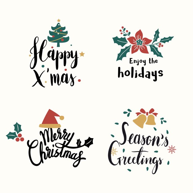 Set of Christmas greeting badge