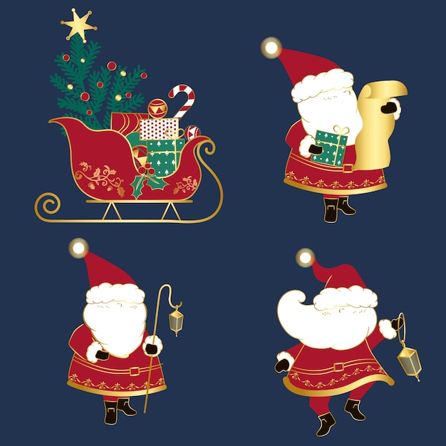 Free Vector set of christmas illustrations vector