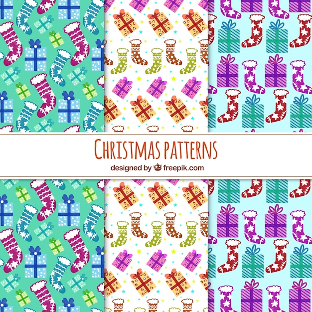 Set of christmas patterns with elements