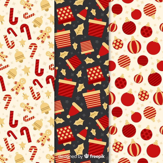 Free Vector set of christmas patterns