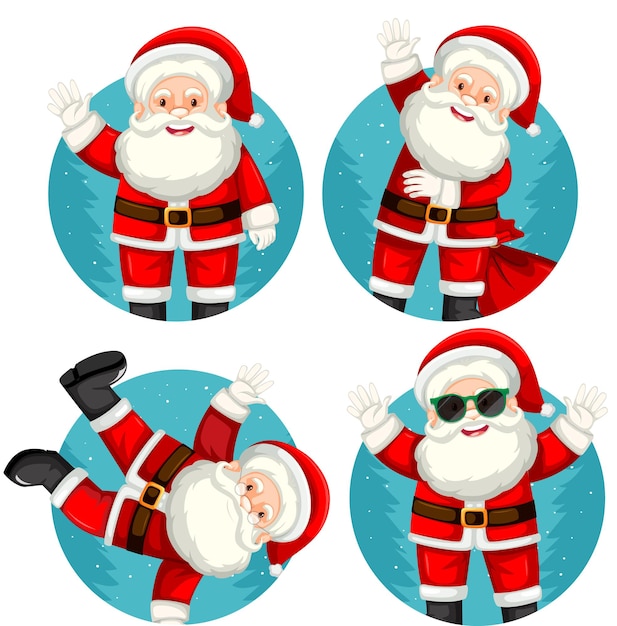 Free Vector set of christmas theme with santa