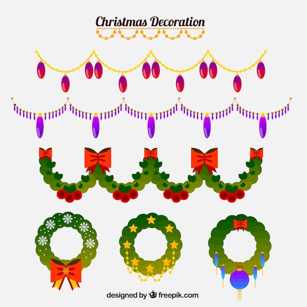 Set of christmas wreaths decoration 