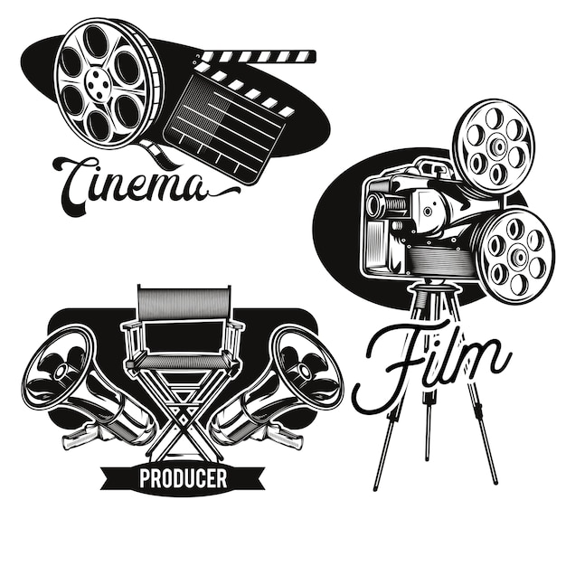 Free Vector set of cinema emblems