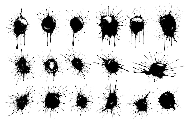 Free Vector set of circular flat design ink splash element