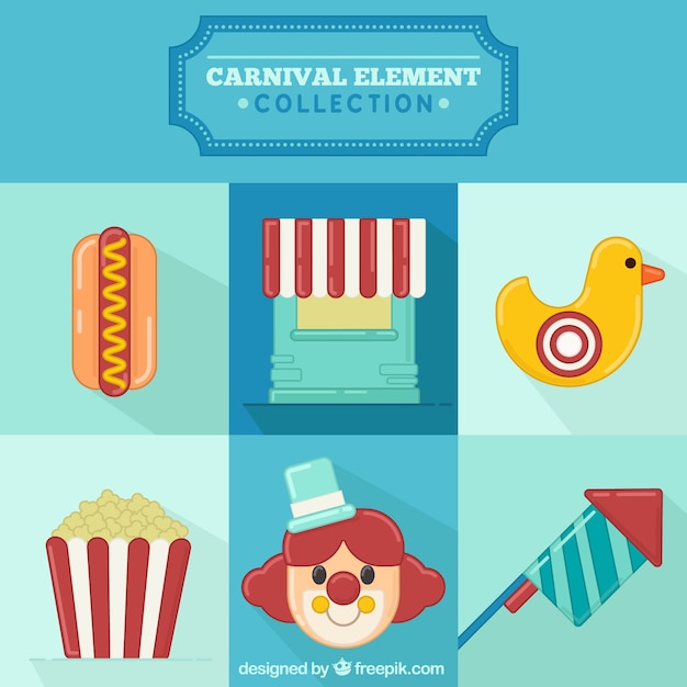 Free Vector set of circus elements in flat design