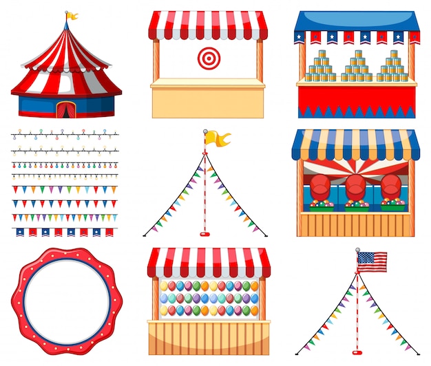 Free Vector set of circus games and other decorations