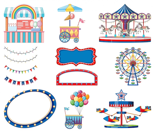 Set of circus items