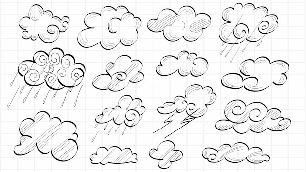 Free Vector set of clouds hand draw sketch design