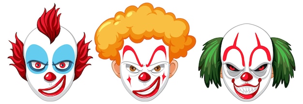 Set of clown facial expression